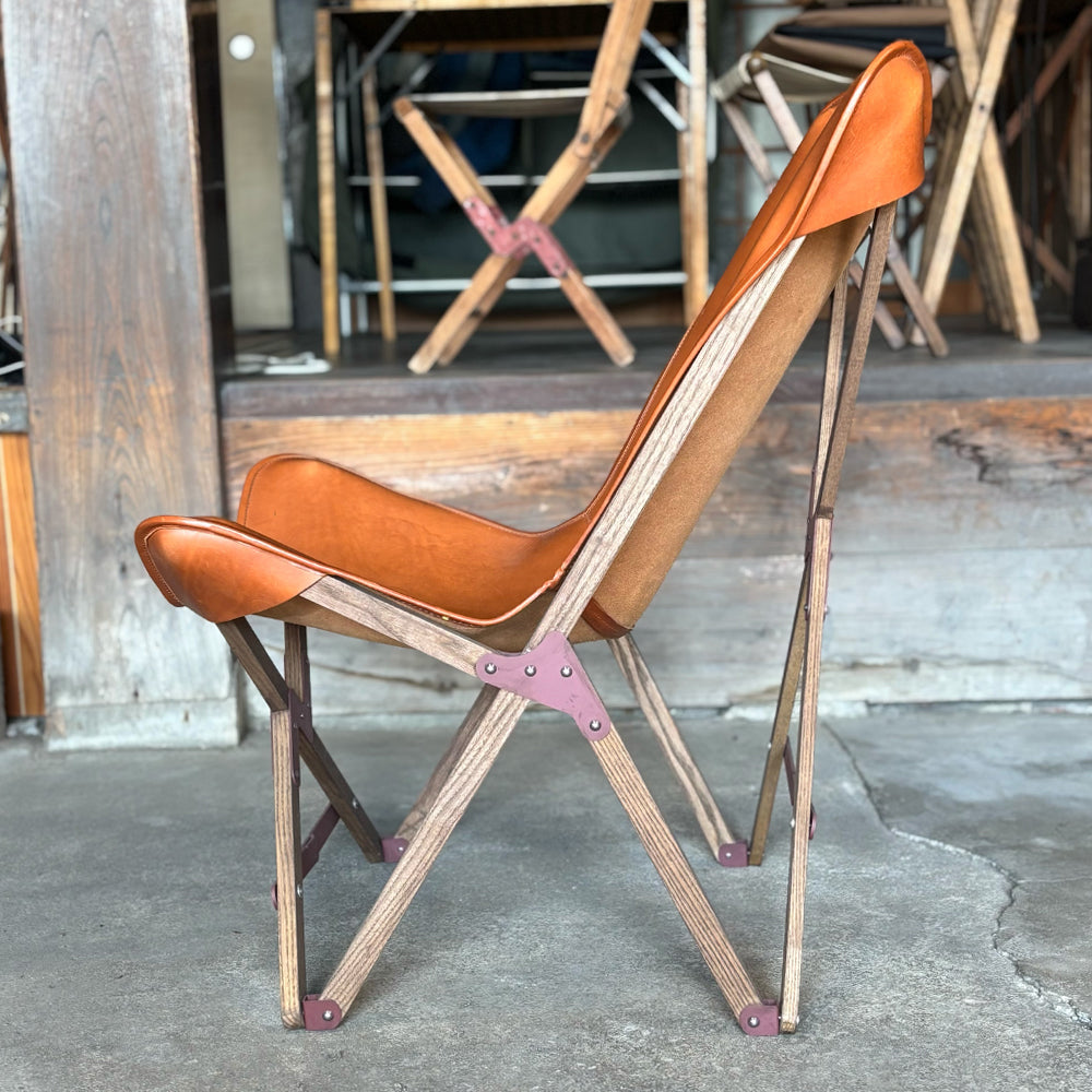"PARAGON" FOLDING CAMP CHAIR LEATHER SHEET TYPE