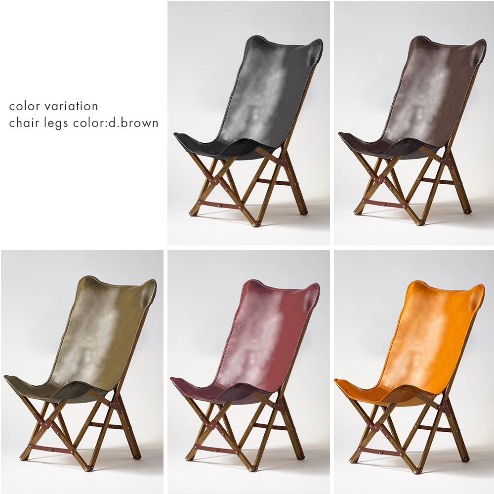 "PARAGON" FOLDING CAMP CHAIR LEATHER SEAT / HIGH BACK TYPE