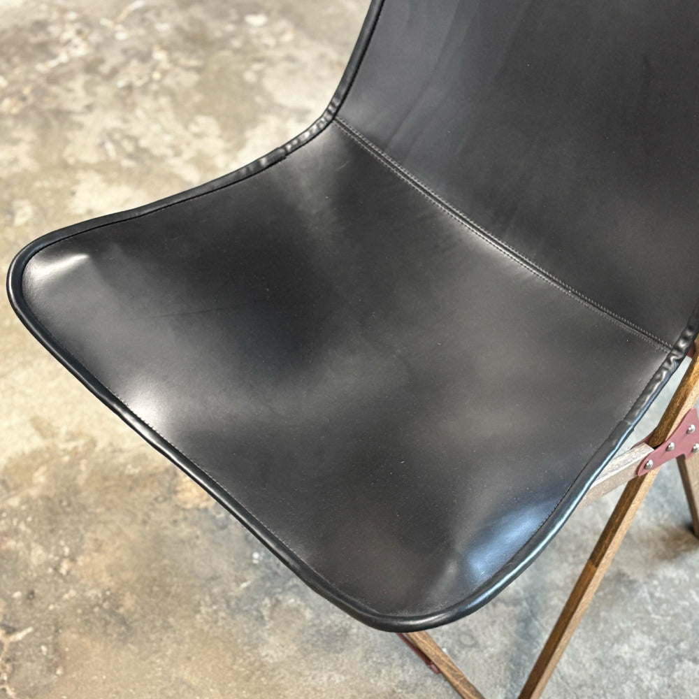 "PARAGON" FOLDING CAMP CHAIR LEATHER SHEET / HIGH BACK TYPE