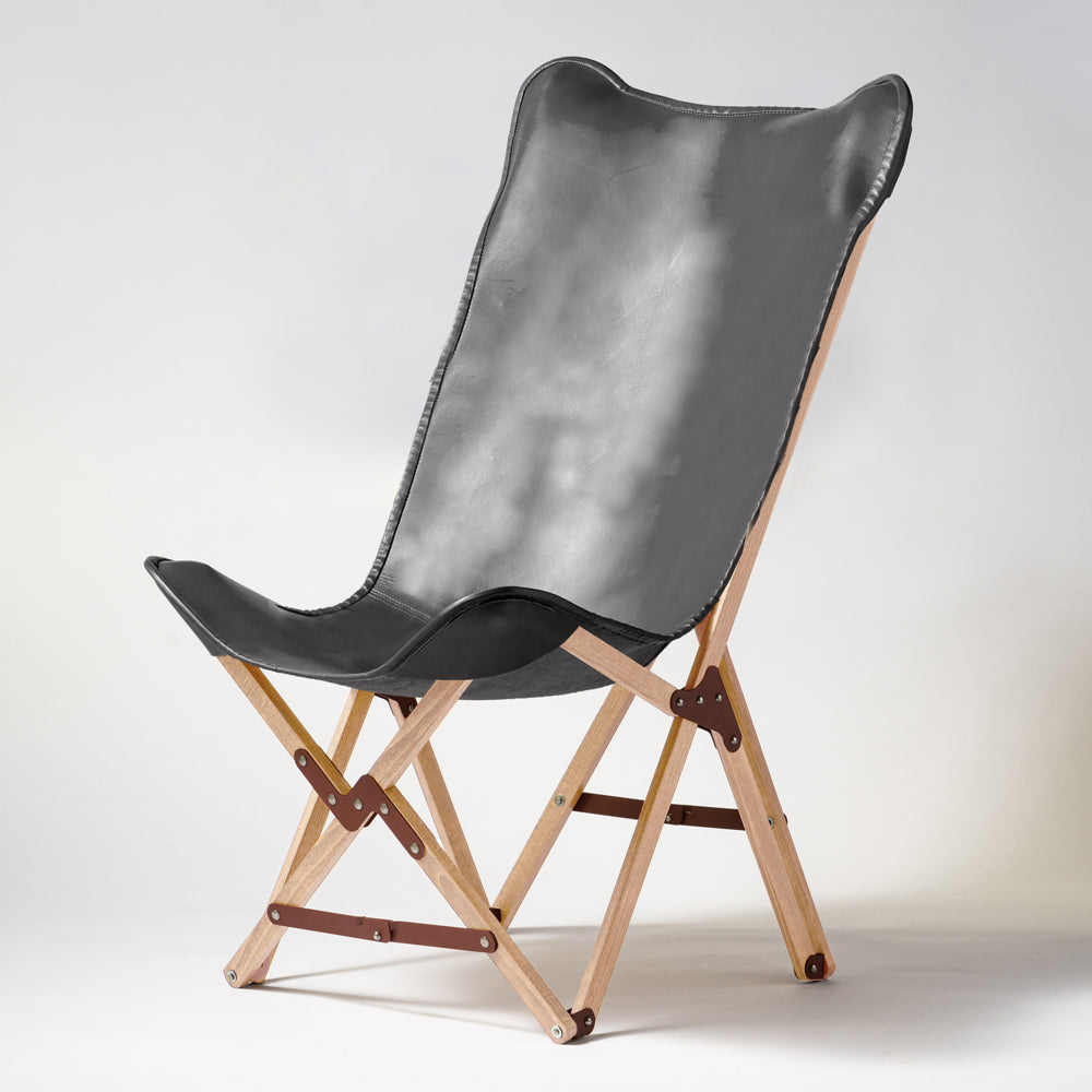 "PARAGON" FOLDING CAMP CHAIR LEATHER SEAT / HIGH BACK TYPE