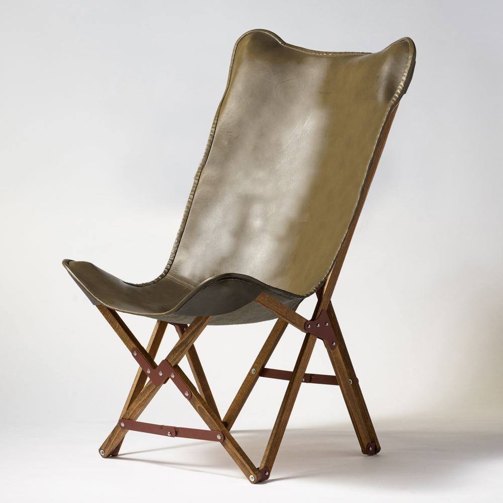 "PARAGON" FOLDING CAMP CHAIR LEATHER SEAT / HIGH BACK TYPE