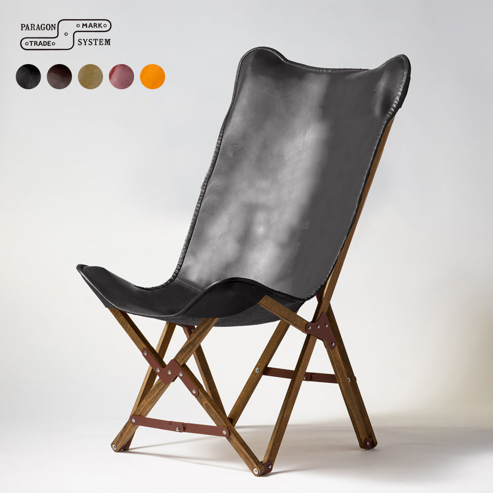 "PARAGON" FOLDING CAMP CHAIR LEATHER SHEET / HIGH BACK TYPE