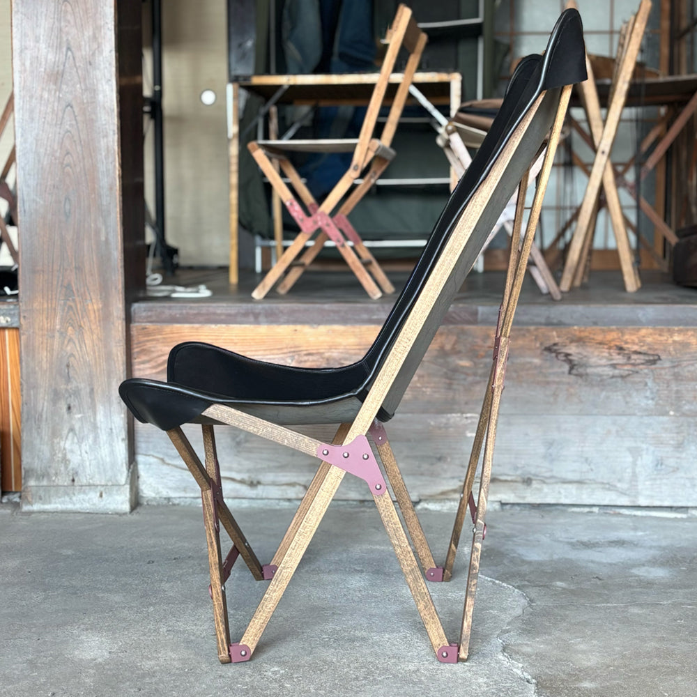 "PARAGON" FOLDING CAMP CHAIR LEATHER SHEET / HIGH BACK TYPE